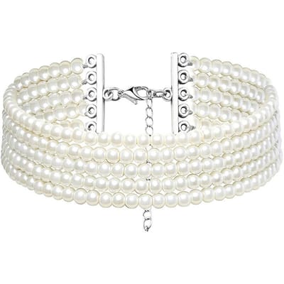 Mode Multicouche Élégant Collier Ras-du-cou Choker Perle Blanche Pour Femmes Perles Fait Main Mariage Banquet Collier Bijoux Vintage white