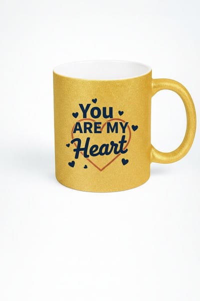 Gouden Glitter Mok 'You Are My Heart' - Valentijn Cadeau Liefdesmok