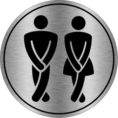 Gezamenlijke WC bordje - gecoat brushed aluminium | 10 cm