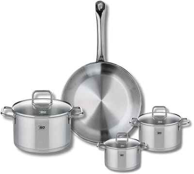 Set van 1 Koekenpan 28 cm en 3 kookpotten 12, 14 en 20 cm Elo Profi Citrin