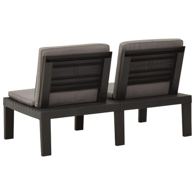 vidaXL - Loungebank - met - kussen - kunststof - grijs