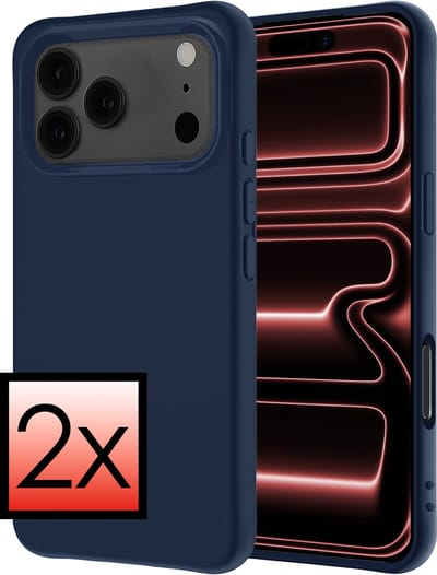 Hoesje - 2 Stuks - Geschikt voor Apple iPhone 17 Pro Max - Sterk & Shockproof - Case Siliconen - Back Cover - Telefoon Hoes - Donkerblauw