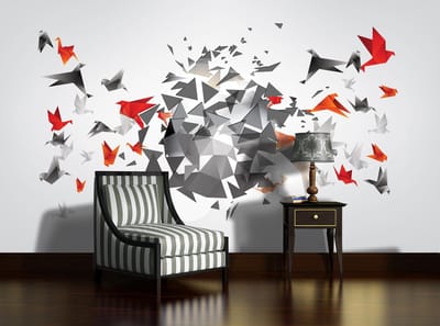 Explosion Birds Abstract Photo Wallcovering