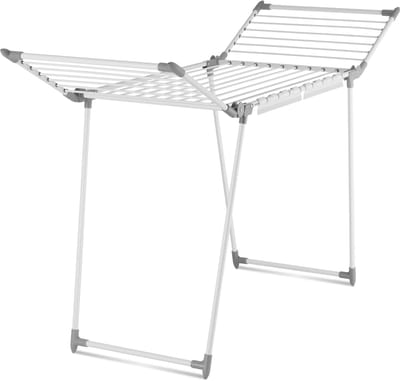 tectake® Droogrek - Wasrek - 18 Meter Drooglengte - Inklapbaar - Staand - Droogrekken met 2 Houders voor Kleine Was - Hoge Zijvleugels voor Lange Kleding - Wit