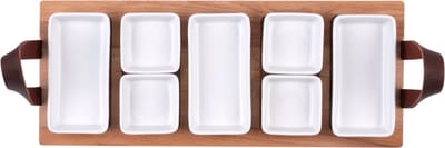 Bowls and Dishes Borrelplank | Serveertray | Dienblad | BBQ tip! 49 cm 5-vaks met schaaltjes wit