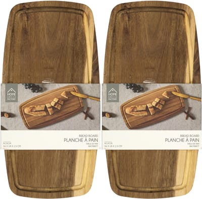 Home Deco Factory Broodplank - 2x - 36 x 18 cm - acacia hout - snijplank - serveerplank