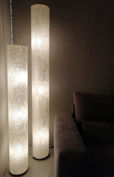 VillaFlor Staande lamp Design Handgemaakte Vloerlamp woonkamer Slaapkamer cilinder white capiz parelmoer schelp 200 cm