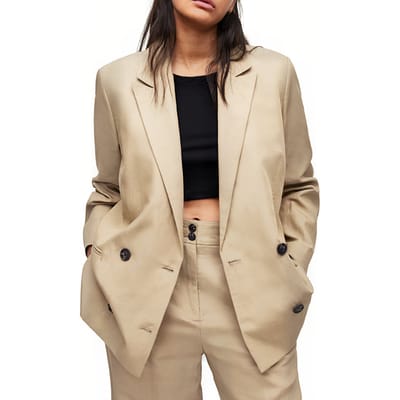AllSaints Petra Blazer Light Beige Size: 36 | Blazers Outlet | Dames | Zwart