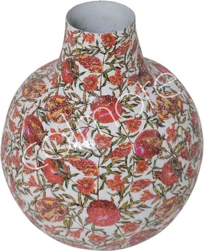 Colmore by Diga prachtige Vaas met hals, granaatappelprint, meerkleurig/taupe, IR met glas, 35x35x4