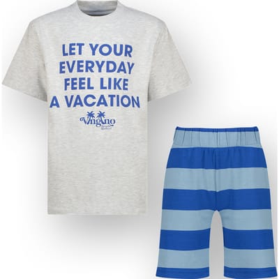 Vingino Boys Wasoy Pyjama Fearless Grey Melee Maat: L | T-Shirts Outlet | Unisex | Blauw