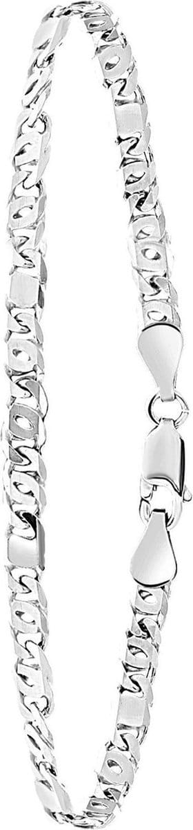 Lucardi Heren Gerecycled zilveren armband gourmetschakel. - Armband - 925 Zilver - Zilverkleurig - 21 cm