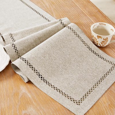 Tafelloper - Linnenlook - Voor buiten - Koffiekleurig 150 cm lang