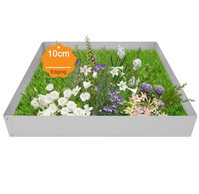 Froadp Zilver Gegalvaniseerde Metaal Plantenbakrand 5m x 10cm Flexibele Graskant met Aankerdraden, Gezageld Design voor Tuin, Landschapsarchitectuur, Moederrand en Borduurwerk - Roestvrij & Duurzaam