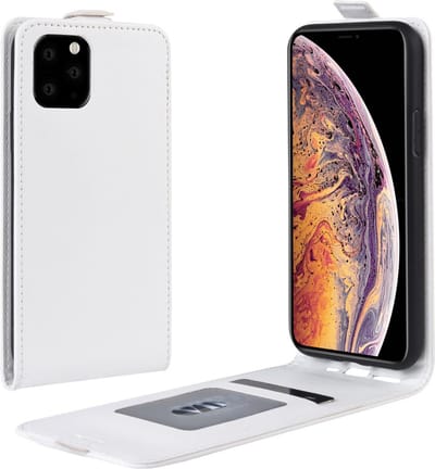 Peachy Verticale Flip kunstleer wallet hoesje geschikt voor iPhone 11 Pro Max case - Wit
