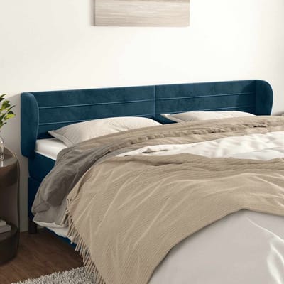 vidaXL - Hoofdbord - met - randen - 203x23x78/88 - cm - fluweel - donkerblauw