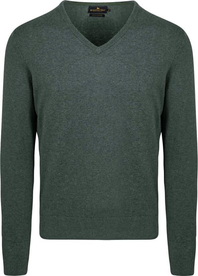 Steppin' Out Trui Cotton Cashmere V-hals Donkergroen - Maat M - Heren - Pullovers