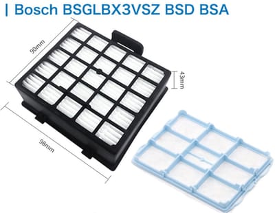 Geschikt voor Bosch Siemens stofzuigers BSGLBX3VSZ, BSD, BSA filters, HEPA-filters en accessoires.