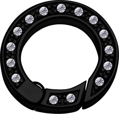 Quiges - RVS Verbindingsring Zwart 17mm met Zirkonia voor Kettingen en Hangers - EPC018