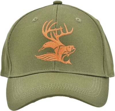 Herman casquette baseball en coton kaki broderie tête de cerf/canard/truite taille unique réglable