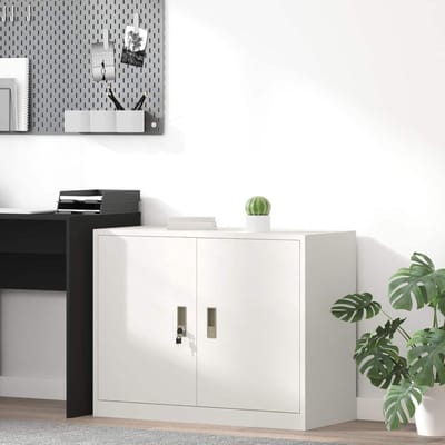 Metalen opbergkast - Stalen archiefkast - Kantoor organiseren - Afsluitbare deuren - 90 x 40 x 70 cm - Wit