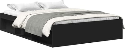 Bedframe Zwart - Houten Basis - Moderne Slaapkamer - Met Opbergvakken - 160x200 cm - Zwart