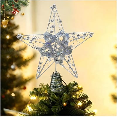 Prachtige glanzende witte kerstster - luxe kant voor sfeervolle kerstboomdecoratie en feestelijke versiering