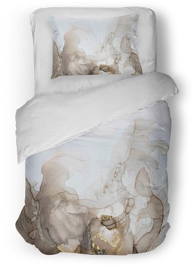 Eleganzzz Dekbedovertrek Flowing Serenity - Soft Beige - Dekbedovertrek 140x200/220cm - Micropercal - Eenpersoons - Dekbedovertrekken - Abstract Dekbedovertrek