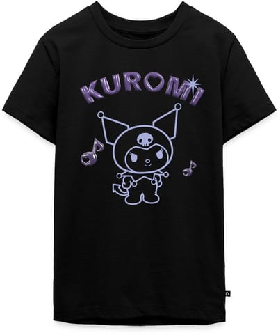 Kuromi Omtrekontwerp Met Paarse Chrome Letters Premium T-Shirt Tiener