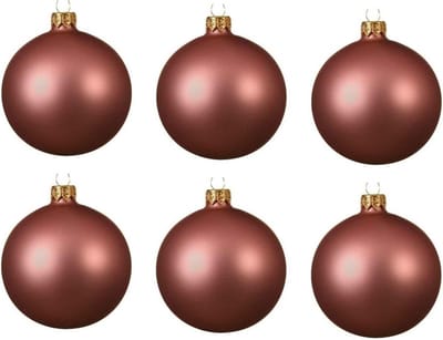 Decoris kerstballen - 6x - oudroze - 8 cm - glas - mat - velvet - kerstversiering