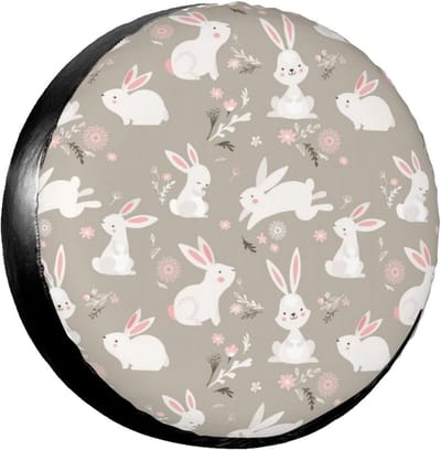 Reservewielhoes - Bandenhoes Draagtas - Bescherming Wielen - Verstelbaar Koord - Universeel 14-17 inch - Paashaas Bloemen