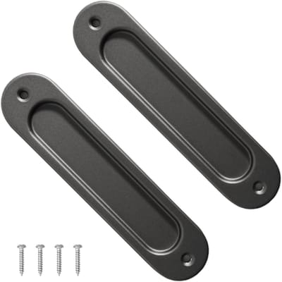 Set van 2 Ovale Schuifdeurgrepen van Aluminiumlegering – Vlakke Inbouwgrepen voor Schuifdeuren, Kasten en Lades – Grijs, 149 mm, Duurzaam en Modern Design