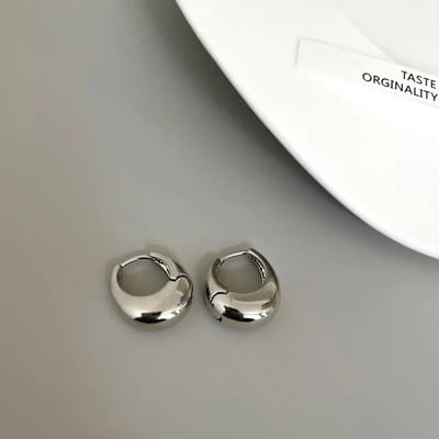 Roestvrij Staal Glad Metaal Dikke Hoepel Oorbellen Voor Vrouwen Meisjes Mode Ronde Cirkel Hoepels Statement Oorbellen Punk Sieraden zilver