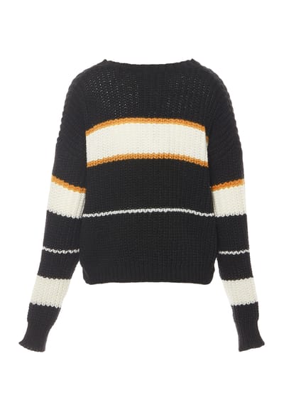 Mymo Jumper Dames ZWART GEBROKEN WIT ORANJE