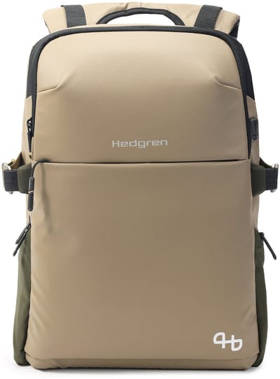 Hedgren Rail Rugzak met 3 compartimenten 15,6 inch met regenhoes en RFID-bescherming – Waterafstotend – Vintage Beige Eco