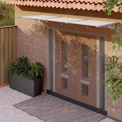 Deurluifel Polycarbonaat - Regenkap Ingang - Huis Beschermen - Weerbestendig Frame - 297.5 x 90 cm - Transparant Grijs