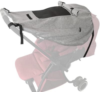 Universele Kinderwagen-zonnescherm / Zonnekap – Eenvoudige Montage - waterdichte en UV-werende zonnekap - Geschikt voor de meeste kinderwagens en buggy's - Zonnescherm met Kijkvenster (Grijs) | Cyslmuk®