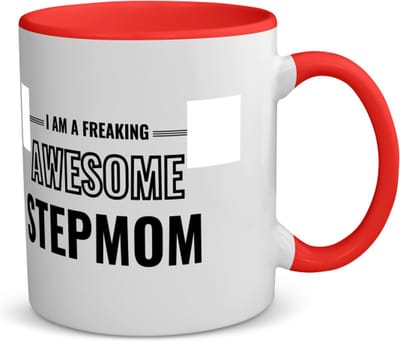 Akyol - i am a freaking awesome stepmom koffiemok - theemok - rood - Mama - de meest geweldigste stiefmoeder - moeder cadeautjes - moederdag - verjaardagscadeau - verjaardag - cadeau - geschenk - kado - gift - moeder artikelen - 350 ML inhoud