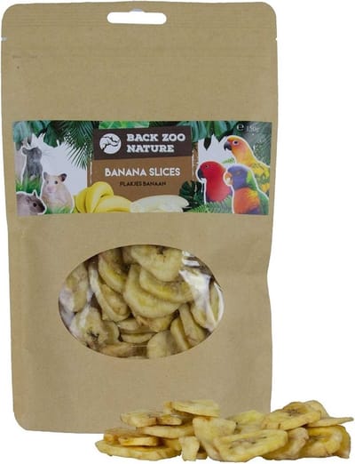 Bananenschijfjes 150 Gr - BACK ZOO NATURE - Gedehydrateerde Fruitsnack voor Knaagdieren, Konijnen en Vogels