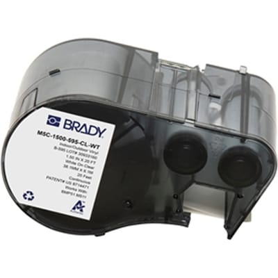 Brady M5C-1500-595-CL-WT vinyl labels wit op transparant | 38,10 mm x 6,10 m (origineel)