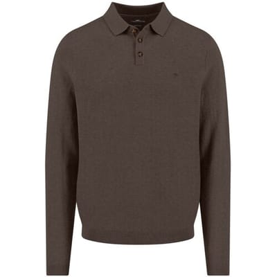 Fynch-Hatton Polo Collar Long Sleeve Winter Air Cotton Dark Chocolate / male