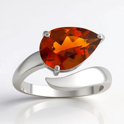 Cavill - Zilveren Ring - 925 Sterling Zilver Gerhodineerd - Madeira Citrien Peervorm 2,278 ct - Elegante Braziliaanse Edelsteen Ring 24x19 mm