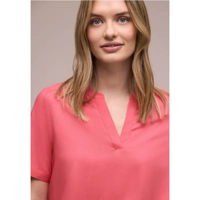 Blouse met gespleten hals en omslag