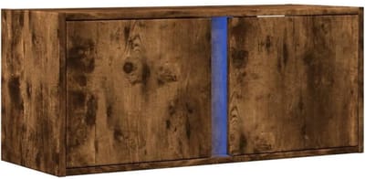 TV-wandkast hangend – Urbanhome LED TV-meubel – Lowboard Fernsehtisch für Wohnzimmer – Räuchereiche – Mit RGB-Beleuchtung – 80 cm