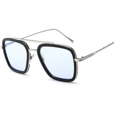 Lunettes de Soleil Steampunk Noires de Haute Qualité Homme/Femme Miroir Designer Lunettes Vintage Lentille Bleue Lunettes de Soleil Femme UV400 gray