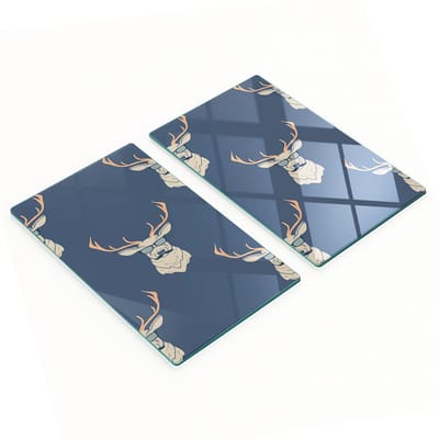 Decoratieve snijplanken van gehard glas met hipster-hertmotief, 2x30x52 cm