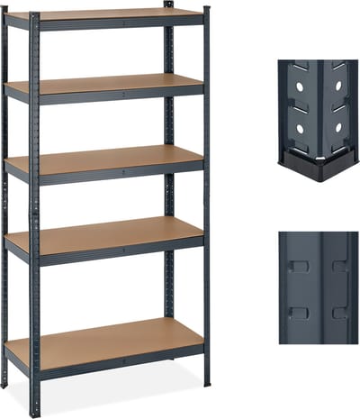 stellingkast - 875 kg - 180x90x40 cm - staal - 5 planken - berging - kelder - antraciet