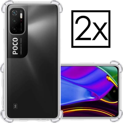 Hoesje - 2 Stuks - Geschikt voor Xiaomi Poco M3 Pro - Sterk & Shockproof - Siliconen Case - Back Cover - Telefoon Hoes Shock Proof - Transparant