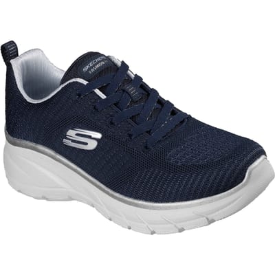 Skechers Fashion Fit 2.0 Polyester Dames Marineblauwe/Zilveren Sneakers