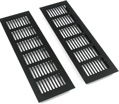 Ventilatierooster Rechthoekig - Luchtstroom Rooster - Ventilatie Verbeteren - Aluminiumlegering Constructie - 34 x 320 mm - Zwart