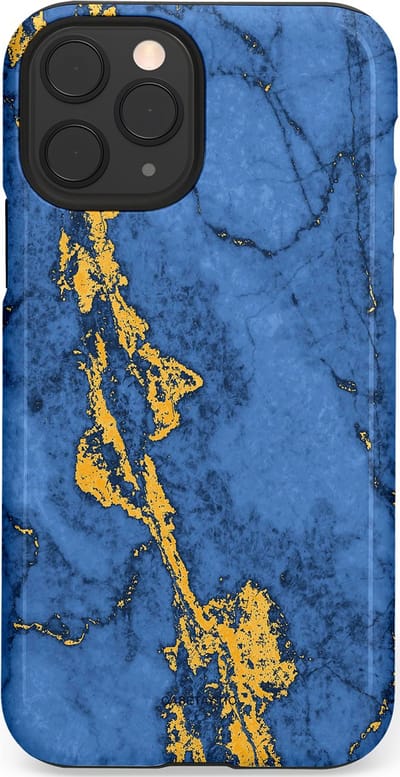 Casetastic hoesje geschikt voor Apple iPhone 11 Pro - Dubbellaagse bescherming - Koninklijk Marmer - Fashion Case - Blauw Goud